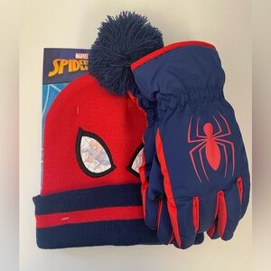 Big kids spiderman 2pcs hat and ski glove set